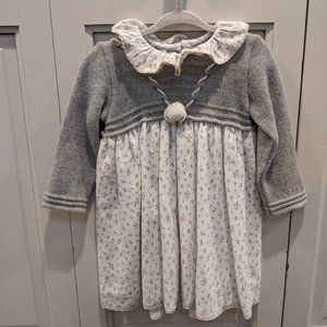 Fogue Half Knit Dress with Neutral Flower Pattern